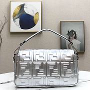 Fendi Baguette Silver Leather Medium Shoulder Bag  - 4