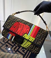 Fendi Embroidered Baguette Colorblock Fabric Handbag Medium  - 4