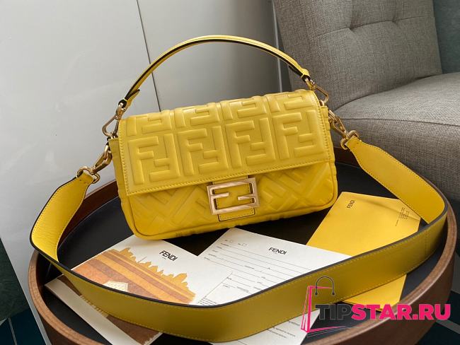 Fendi Baguette Yellow Nappa Leather Bag 8BR600A72VF1DSE  - 1