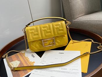 Fendi Baguette Yellow Nappa Leather Bag  