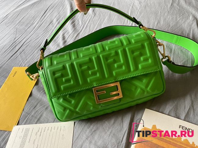 Fendi Baguette Green Nappa Leather Bag   - 1