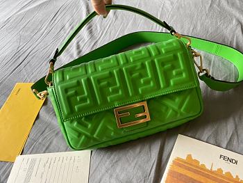 Fendi Baguette Green Nappa Leather Bag  
