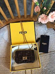 Fendi Glazed Fabric FF 1974 Nano Baguette Charm Tobacco 700182  - 1