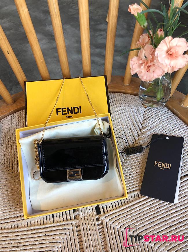 Fendi Women Nano Baguette Charm Fabric Charm Black  - 1