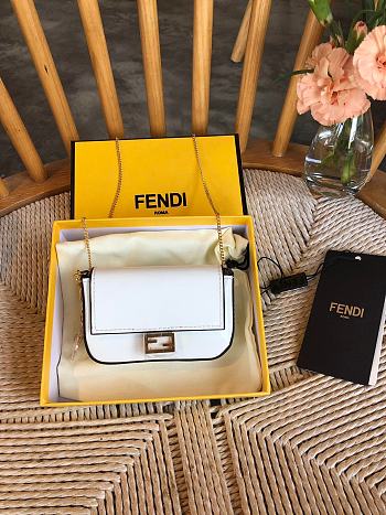 Fendi Women Nano Baguette Charm Fabric Charm White