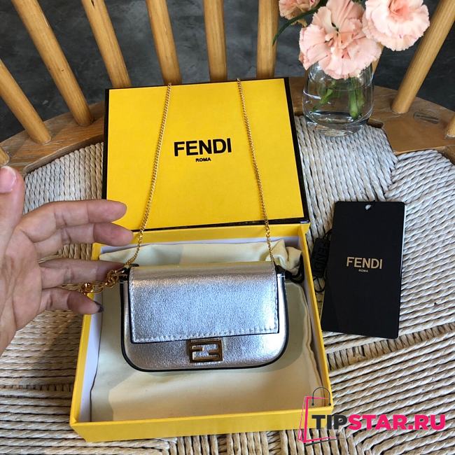 Fendi Women Nano Baguette Charm Fabric Charm Silver  - 1