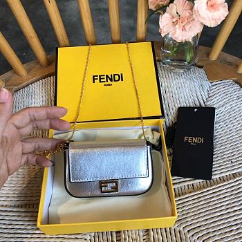 Fendi Women Nano Baguette Charm Fabric Charm Silver 