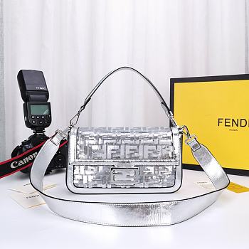 Fendi Baguette Medium Bag 8BS600 Clear Silver 
