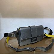 Baguette Gray Leather Bag  - 3