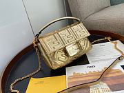 Fendi Baguette Mini Leather Satchel Bag In Gold  - 3