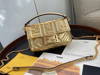 Fendi Baguette Mini Leather Satchel Bag In Gold 