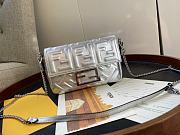 Fendi Baguette Mini Leather Satchel Bag In Silver - 1