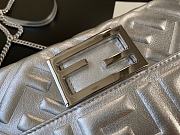 Fendi Baguette Mini Leather Satchel Bag In Silver - 2