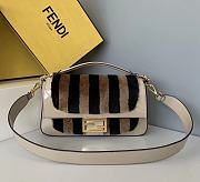 Fendi Patent Leather And Sheepskin Baguette Bag 8BR600 White 34cm  - 1