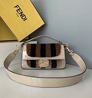 Fendi Patent Leather And Sheepskin Baguette Bag 8BR600 White 27cm  - 1