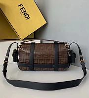 Fendi Embossed Brown Cage Baguette Bag  - 6