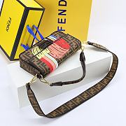 Fendi Embroidered Baguette Colorblock Fabric Handbag Medium 26cm - 5