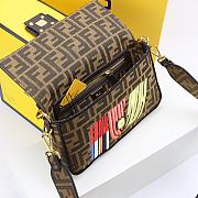 Fendi Embroidered Baguette Colorblock Fabric Handbag Medium 26cm - 3