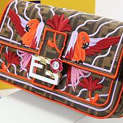 Fendi Embroidered Parrot Baguette Color-Blocking Fabric Handbag  - 2