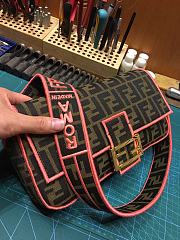 Baguette Large Fendi Roma/Amor Fabric Bag Pink  - 6