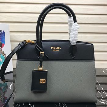 Prada Saffiano Leather Esplanade Bag In Grey/Black 1BA046 