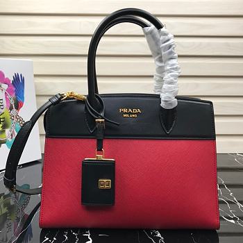 Prada Saffiano Leather Esplanade Bag In Red/Black 1BA046 