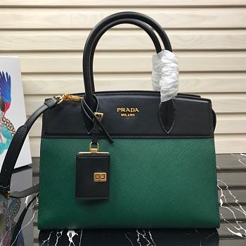Prada Saffiano Leather Esplanade Bag In Green/Black 1BA046 
