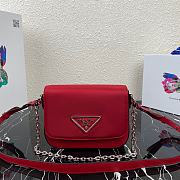 Prada Nylon and Leather Identity Shoulder Bag 1BD263 Red - 1