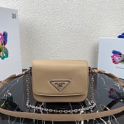 Prada Nylon and Leather Identity Shoulder Bag 1BD263 Beige  - 1