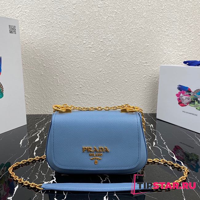 Prada Sidonie Leather Shoulder Bag 1BD275 Blue  - 1