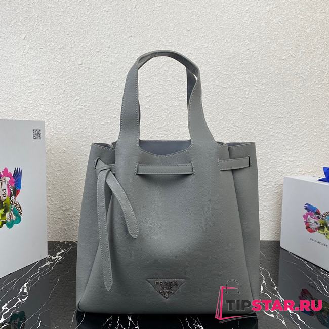 Prada Grey Leather Tote 1BG339 - 1