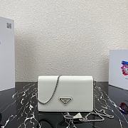 Prada Brushed Leather Shoulder Bag White 1BD307  - 1