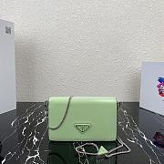 Prada Brushed Leather Shoulder Bag Green 1BD307  - 1