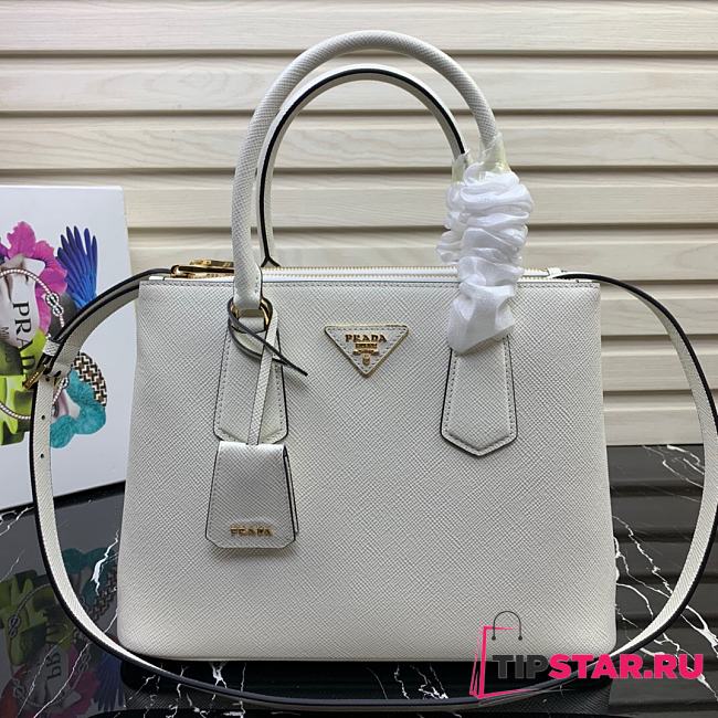 Prada Medium Galleria Saffiano Leather Bag White 1BA232 - 1