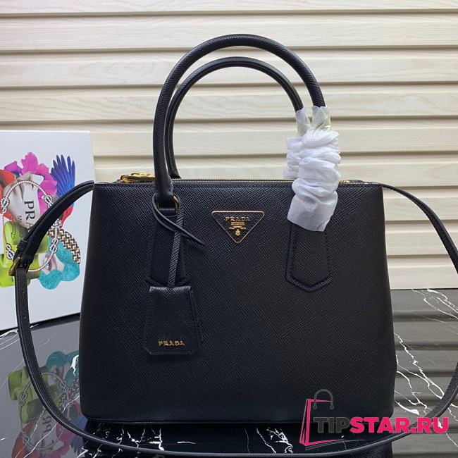 Prada Medium Galleria Saffiano Leather Bag Black 1BA232  - 1