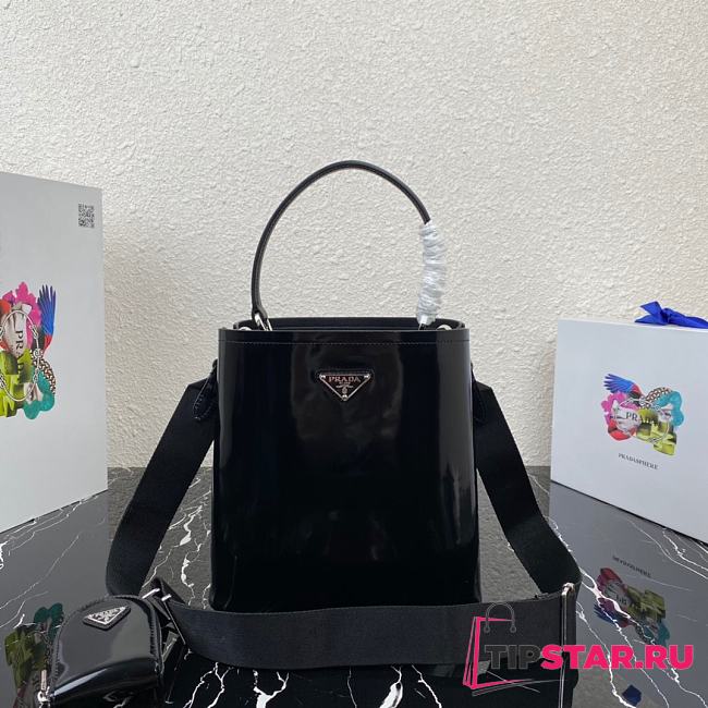 Black Leather Tote Bag With Pouch Prada 1BA319 - 1
