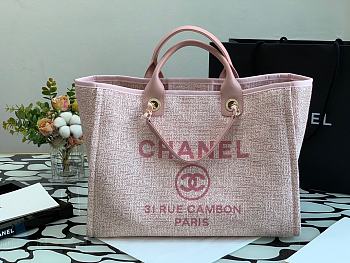 Chanel Deauville Pink Canvas Shopping Tote 38cm