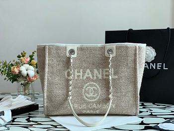 Chanel Deauville Gray Canvas Shopping Tote 34cm