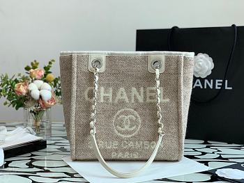 Chanel Deauville Gray Canvas Shopping Tote 28cm