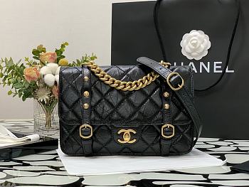 Chanel Flap Bag Aged Calfskin & Gold-Tone Metal Black AS2696 