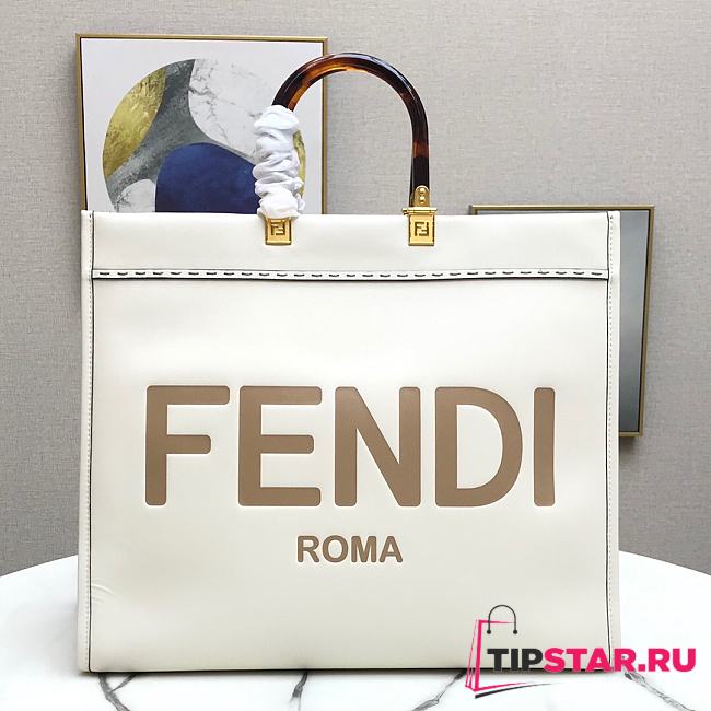 Fendi Sunshine Large White Leather Shopper 8BH372ABVLF0K7E - 1