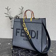 Fendi Sunshine Large Blue Leather Shopper   - 4