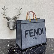 Fendi Sunshine Large Blue Leather Shopper   - 3