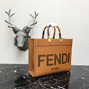 Fendi Sunshine Medium Brown Leather Shopper 8BH386ABVLF0PWZ - 4