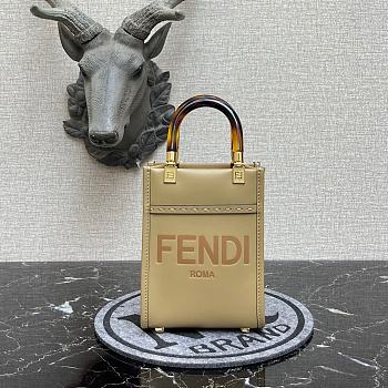 Fendi Mini Sunshine Shopper Beige Leather Mini-Bag 