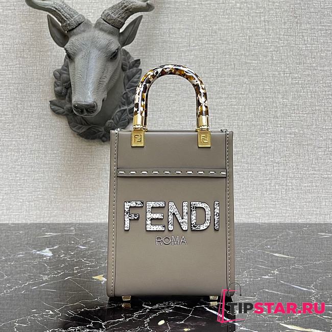 Fendi Mini Sunshine Shopper Grey Leather Mini-Bag 8BS051AHN5F1FEN  - 1