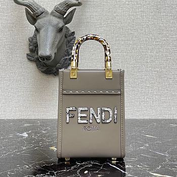 Fendi Mini Sunshine Shopper Grey Leather Mini-Bag 8BS051AHN5F1FEN 