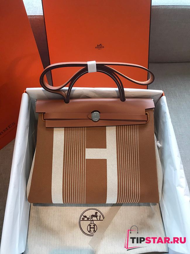 Hermès Herbag Cloth Handbag Brown In Cloth - 1