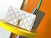 Saint Laurent YSL Becky Chain Wallet In White Quilted Lambskin 585031 - 1