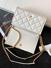 Saint Laurent YSL Becky Chain Wallet In White Quilted Lambskin 585031 - 5